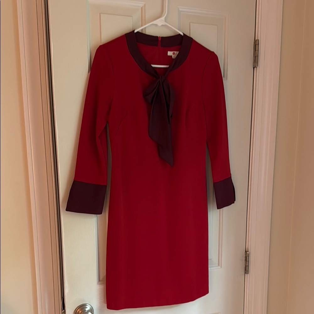 Red Flirty Boden Stewardess Dress with Bow Detail